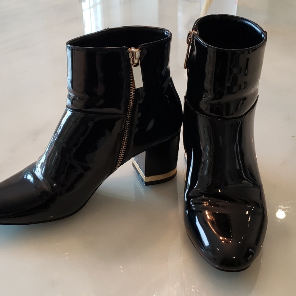 Patent leather booties